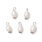 Natural Cultured Freshwater Pearl Rice Pendants, with Iron Loops & Alloy Daisy Spacer Beads, Floral White, Platinum, 15~16x6.5~7mm, Hole: 2~2.5mm