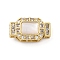 Rectangle Brass Micro Pave Clear Cubic Zirconia Box Clasps, Cadmium Free & Nickel Free & Lead Free, with White Shell, Real 18K Gold Plated, 20.5x11.5x8mm, Hole: 1.5x1.5mm