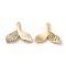 Brass with Clear Cubic Zirconia Enamel Charms, Cadmium Free & Nickel Free & Lead Free, Fishtail, Real 18K Gold Plated, 12.5x15x2mm, Hole: 1mm