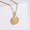 Vintage Punk Holy Spirit Medal Flat Round Stainless Steel Pendant Men’s Necklaces, Golden