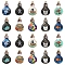 50Pcs 10 Styles Rack Plating Alloy Enamel Pendants, Cadmium Free & Nickel Free & Lead Free, Bulb with Pattern, Black, 28x17x2.5mm, Hole: 2mm, 5pcs/style