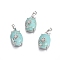 Synthetic Turquoise Pendants, with Platinum Tone Brass Findings, Oval with Flower, 22x13.8x10.3mm, Hole: 6x3.5mm
