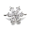 Brass Clear Cubic Zirconia Snowflake Connector Charms, Cadmium Free & Nickel Free & Lead Free, Platinum, 19x13.5x4mm, Hole: 1.2mm