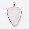 Faceted Natural Quartz Crystal Pendants, Rock Crystal Pendants, with Golden Tone Brass Findings, teardrop, 40x27x7~9mm, Hole: 4x5mm
