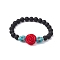 Resin and Synthetic Turquoise Bracelets, Black Agate Bracelets, Halloween Skull & Flower, Light Blue, Inner Diameter: 2-1/2 inch(6.2cm)