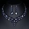 Teardrop Alloy Rhinestone Pendant Necklaces & Stud Dangle Earrings Sets, Capri Blue, 400mm