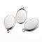 Tarnish Resistant 304 Stainless Steel Pendant Cabochon Settings, Plain Edge Bezel Cups, Oval, Stainless Steel Color, Tray: 14x10mm, 17.5x11x1.5mm, Hole: 2mm