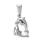 Tarnish Resistant 304 Stainless Steel Pendants, Double Dolphin, Stainless Steel Color, 19x11x2.5mm, Hole: 7.5x3mm