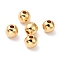 Brass Beads, Long-Lasting Plated, Round, Real 24K Gold Plated, 6mm, Hole: 1mm