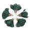 Iron Pendants, with Chiffon, Flower, Golden, Dark Green, 23~28x20~30mm, Hole: 1~3mm
