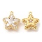 Brass and Clear Cubic Zirconia Pendants, Cadmium Free & Nickel Free & Lead Free, Star, Real 18K Gold Plated, 13.5x12x6.5mm, Hole: 1mm