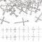 32Pcs 8 Styles Religion Themed Alloy Pendants, with Crystal Rhinestone, Cross Charms, Platinum, 25~34x15~21x2~4mm, Hole: 1.8~2.3mm, 4Pcs/style