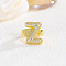 Brass Micro Pave Clear Cubic Zirconia Cuff Rings, Golden, Letter Z, Inner Diameter: Adjustable