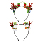 2Pcs 2 Style Christmas Theme Antler Cloth & Iron Alligator Hair Bands, with ResiN, Plastic Flower, Hair Accessories for Women Girls, Mixed Color, 194~200x170~179x19~20.5mm, 1pc/style