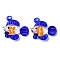 Handmade Lampwork Pendants, Fish Charms, Orange, 34.5x36x12mm, Hole: 3x3.5mm