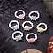 Acrylic Skull Stretch Rings, with Glass Seed Beads, White, Inner Diameter: 20mm
