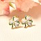 Clover Brass Micro Pave Cubic Zirconia Stud Earring, with Enamel, Rack Plating, Real 18K Gold Plated, Long-Lasting Plated, Cadmium Free & Lead Free, White, 11.5x11.5mm