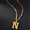 Brass Initial Pendant Necklaces, Golden, Letter N, 17.72 inch(45cm)