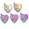 Rainbow Color Alloy Pendants, Cadmium Free & Nickel Free & Lead Free, Heart, 47x39x3mm, Hole: 4mm