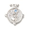 Brass Micro Pave Cubic Zirconia Pendants, Clock Charms, Platinum, 23x20.5x3mm, Hole: 1.5x1mm