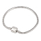 PandaHall Elite 304 Stainless Steel Charm Bracelet for European Style Charms Jewelry Making, Barrel Snap Clasp, 18cm