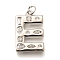Brass Micro Pave Clear Cubic Zirconia Pendants, with Jump Ring, Lead Free and Cadmium Free, Long-Lasting Plated, Rack Plating, Letter Charms, Platinum, Letter E, 20x13x2.7mm, jump ring: 5x1mm, 3mm inner diameter.