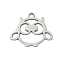 201 Stainless Steel Pendants, Owl Charms, Stainless Steel Color, 13.5x16x1mm, Hole: 1.4mm