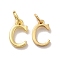 Brass Pendants, Cadmium Free & Nickel Free & Lead Free, with Jump Ring, Letter C, 10x6x1.5mm, Ring: 5x1mm, inner diameter: 3mm
