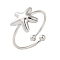 Non-Tarnish 304 Stainless Steel Open Cuff Ring, Starfish, Stainless Steel Color, Inner Diameter: 17.8mm