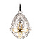 Rack Plating Brass Cage Pendants, Nickel Free, For Chime Ball Pendant Necklaces Making, Hollow Teardrop with Flower, Platinum & Golden, 33x27x20.5mm, Hole: 3x9mm, Inner Measure: 24x18mm