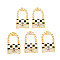Brass Micro Pave Clear Cubic Zirconia Pendants, with Black & White Enamel, Nickel Free, Bag, Real 18K Gold Plated, 25x16x2.5mm, Jump Ring: 5x1mm, 3mm inner diameter