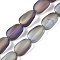Electroplate Glass Beads Strands, Frosted, Oval, Dark Slate Blue, 14x9x4.5mm, Hole: 1mm, about 50pcs/strand, 27.17 inch(69cm)