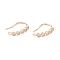 Rack Plating Brass Micro Pave Cubic Zirconia Earring Hooks, with Horizontal Loop, Long-Lasting Plated, Real 14K Gold Plated, 15x16x2mm, Hole: 1.4mm, 21 Gauge, Pin: 0.7mm