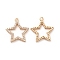 Brass Micro Pave Cubic Zirconia Pendants, Cadmium Free & Nickel Free & Lead Free, Golden, Star Charms, Clear, 20.5x19x2.5mm, Hole: 1.2mm