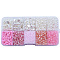 DIY 10 Style ABS & Acrylic Beads Jewelry Making Finding Kit, Heart & Barrel & Round & Flat Round & Imitation Pearl, Pearl Pink, 7~18.5x7.5x2~10.5x1.5~5mm, Hole: 0.7~1.2mm