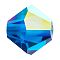 Preciosa® Crystal Beads, Czech Crystal, Bicone(451 69 302 Rondelle), 60310 200 Capri Blue AB, 3mm, Hole: 0.8mm