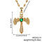 Retro Hip Hop Style Brass Full Rhinestone Heart Wing Sword Pendant Necklaces for Women, Golden, Emerald, 15.75 inch(40cm)