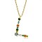 Brass Micro Pave Cubic Zirconia Pendant Necklaces, Initial Necklaces, with Cable Chains, Letter L, Colorful, Real 18K Gold Plated, 15-3/4 inch(40cm)