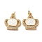 Brass Micro Pave Cubic Zirconia with Synthetic Opal Pendants, with Jump Ring, Cadmium Free & Lead Free, Crown, Real 18K Gold Plated, 18x17x3.5mm