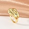 Teardrop Brass Finger Rings for Women, Cadmium Free & Lead Free, Real 18K Gold Plated, 13.5mm, US Size 7 1/4(17.5mm)