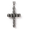 304 Stainless Steel Pendants, with 201 Stainless Steel Snap on Bails, Halloween Skull Cross Charm, Antique Silver, 55.5x31.5x7.5mm, Hole: 9x5mm