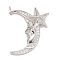 Cubic Zirconia Pendants, with Rack Plating Real 18K Gold Plated Brass Findings, with Jump Rings, Long-Lasting Plated, Lead Free & Cadmium Free, Moon & Star, Platinum, 29x23.5x7mm, Jump Ring: 4.6x0.8mm, 3mm Inner Diameter