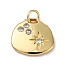 Brass Micro Pave Cubic Zirconia Pendants, Nuggets with Star Charms, with Jump Ring, Long-Lasting Plated, Cadmium Free & Lead Free, Rack Plating, Real 18K Gold Plated, 13.5x14.5x2.5mm, Hole: 3mm
