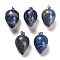 Natural Lapis Lazuli Pendants, with Platinum Plated Iron Snap on Bails, Teardrop, 24~25x15~16mm, Hole: 7x3.5mm