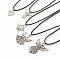 Alloy Fairy Pendant Necklace with Imitation Leather Cord for Women, Mixed Shape, Antique Silver & Platinum, 17.19 inch (45.2cm)