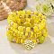 Boho Style Wood Beaded Stretch Bracelet Sets for Women, with Acrylic and Alloy Finding , Yellow, No Size 