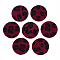 PU Leather Pendants, with Faux Horsehair Fur, Flat Round with Leopard Print Pattern  , FireBrick, 40x2.5mm, Hole: 1.8mm