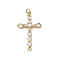 Rack Plating Brass Pave Cubic Zirconia Connector Charms, Cross Links, Lead Free & Cadmium Free, Real 18K Gold Plated, Long-Lasting Plated, Clear, 34x20x4.5mm, Hole: 3.4mm