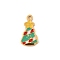 304 Stainless Steel Enamel Charms, PVD Vacuum Plating, Christmas Tree Charm, Real 18K Gold Plated, Light Sea Green, 12.5x7x1mm, Hole: 1mm