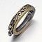 Carved Oval Rack Plating Brass Twister Clasps, Nickel Free, Brushed Antique Bronze, 27x19x5mm, Hole: 19x13mm
